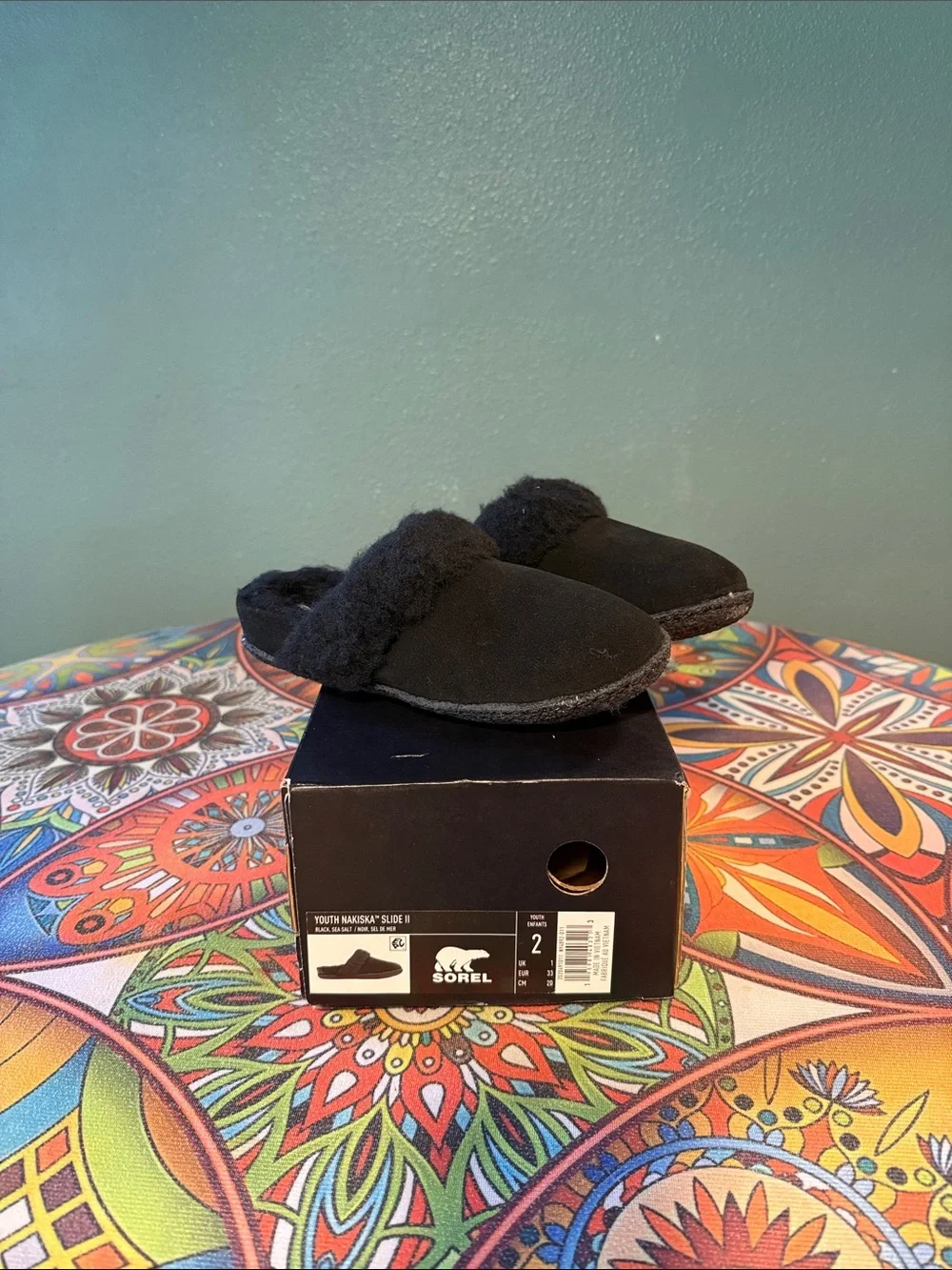 Sorel Black Plush Slide Slippers